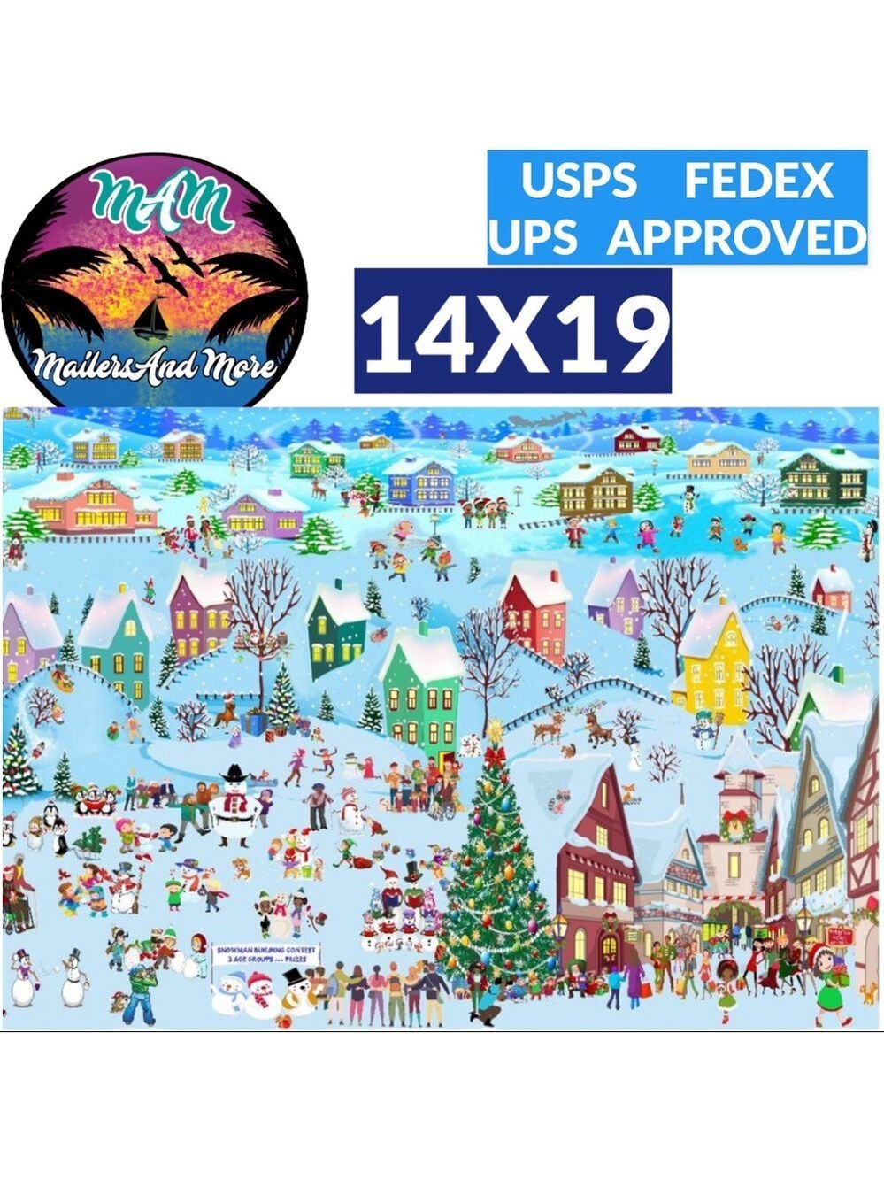 50 14x19 Poly Mailers Christmas Village Flat Shipping Envelopes PRICE IS FIRM - Picture 5 of 6